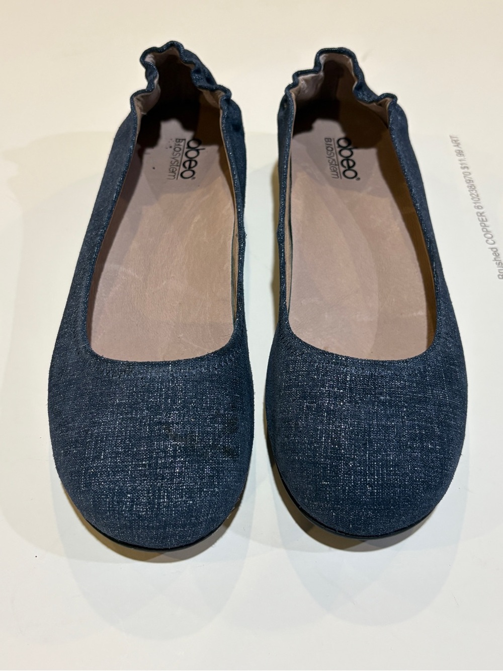 ABEO Tammy Ballet Flats 10N Navy Leather B.I.O. System Comfort Shoes.